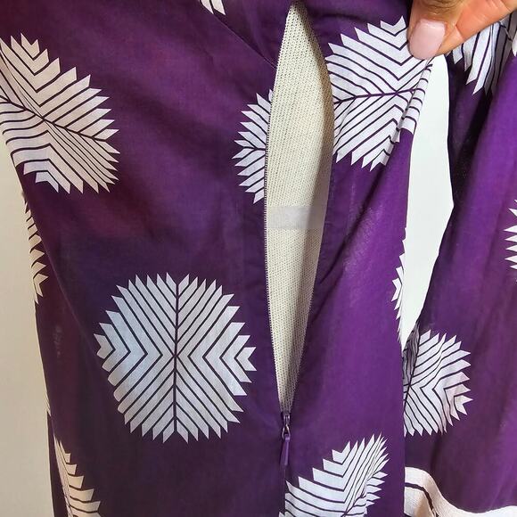 TORY BURCH Purple & White Long Sleeve V-Neck Tunic Sz 2 (721) - Picture 6 of 13